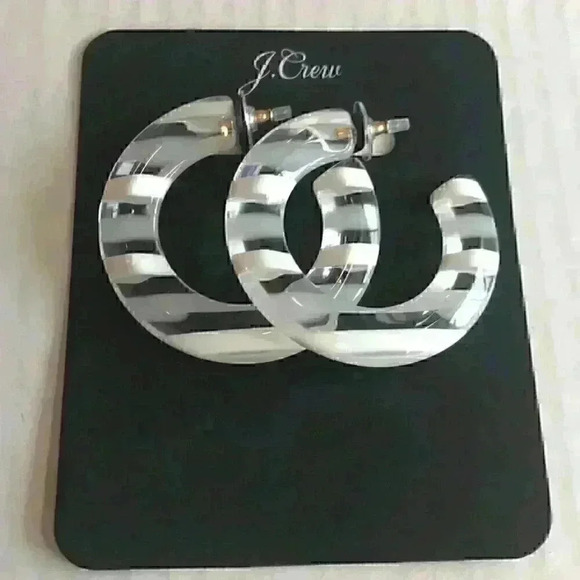 J Crew new Large Beveled Hoops in White To… - Picture 3 of 8